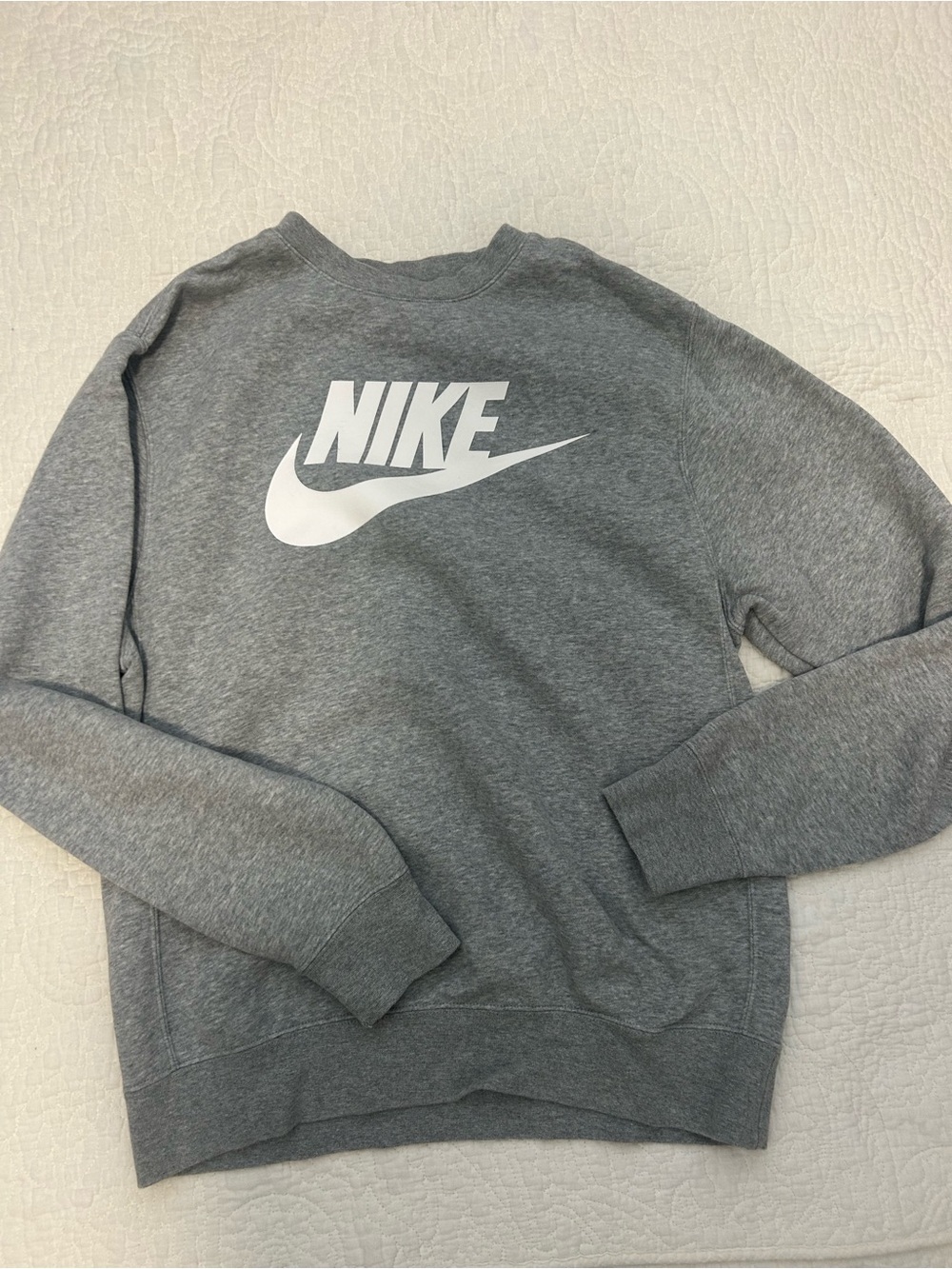 Nike Gray Crewneck Sweatshirt with White Swoosh Logo